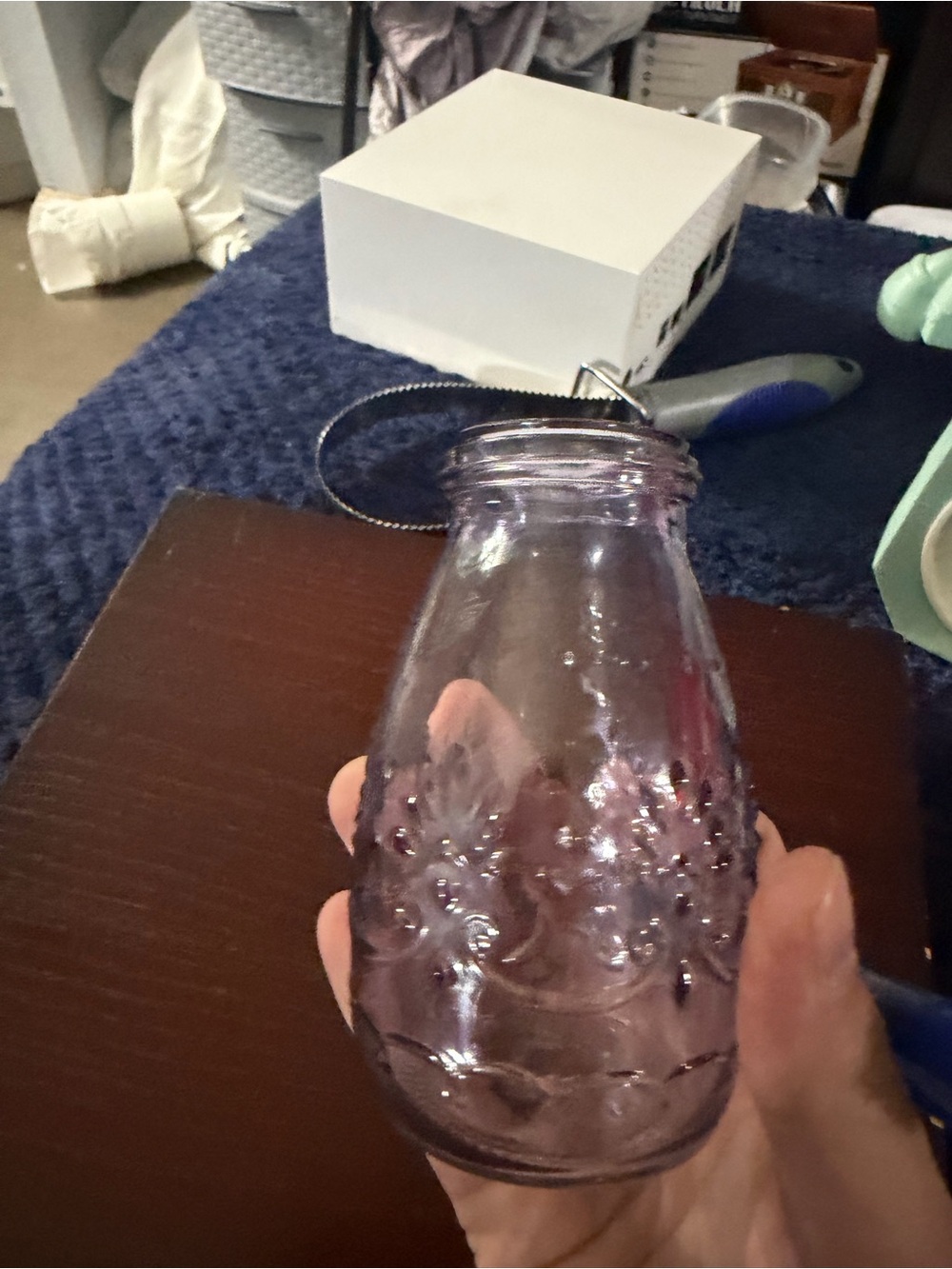 Vintage-Style Purple Decorative Glass Vase - Unbranded